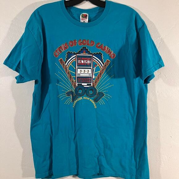 Vintage Y2K Casino Blue Jackpot Winner 2001 Graphic Tee‎ - Picture 1 of 4